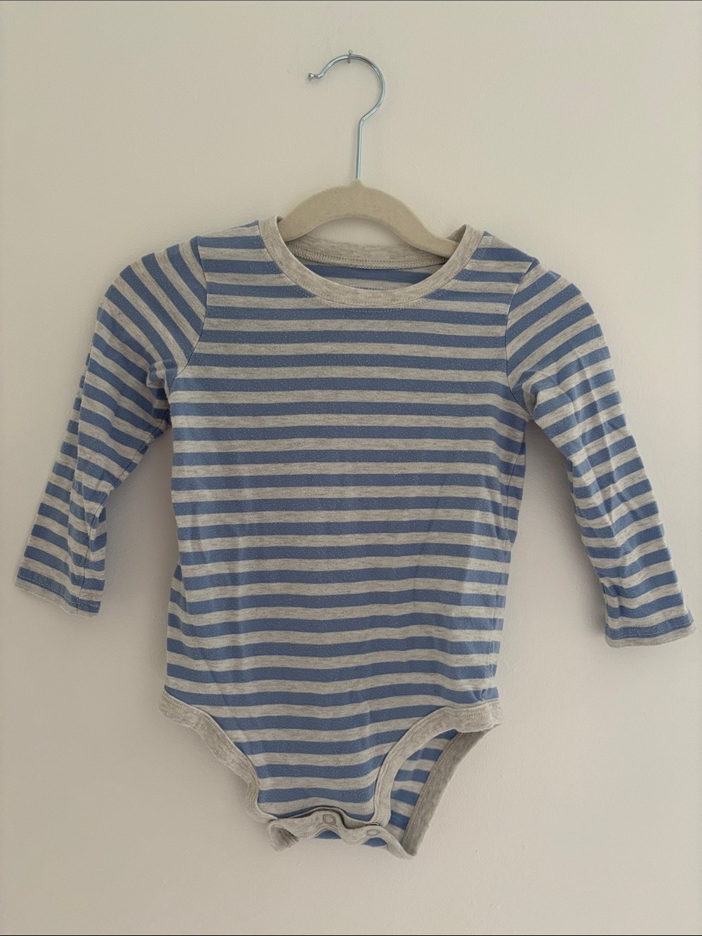 okie dokie Blue and Cream Striped Long-Sleeve One-Piece